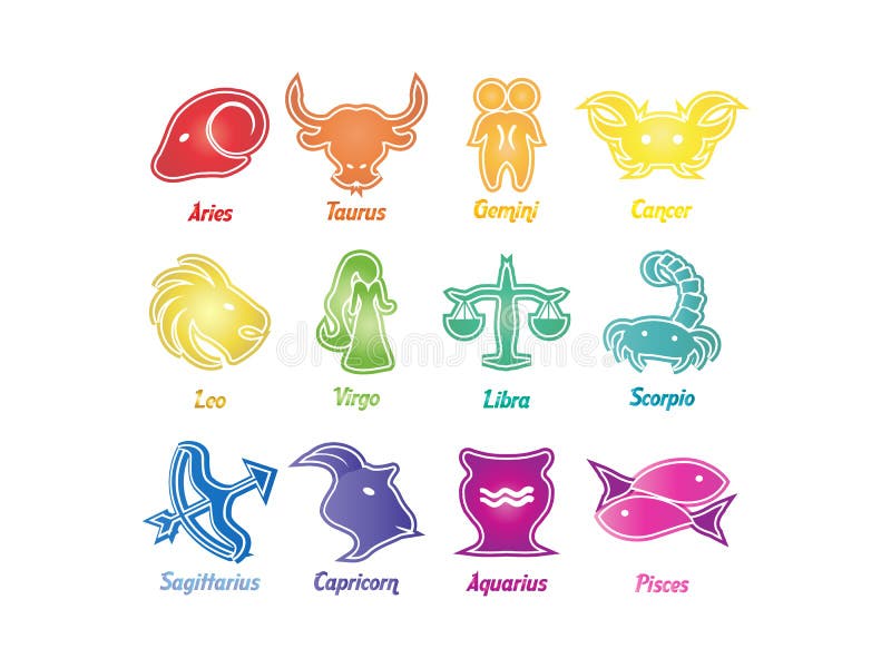 Set of Astrological Zodiac Symbols - Horoscope Sig Stock Vector ...