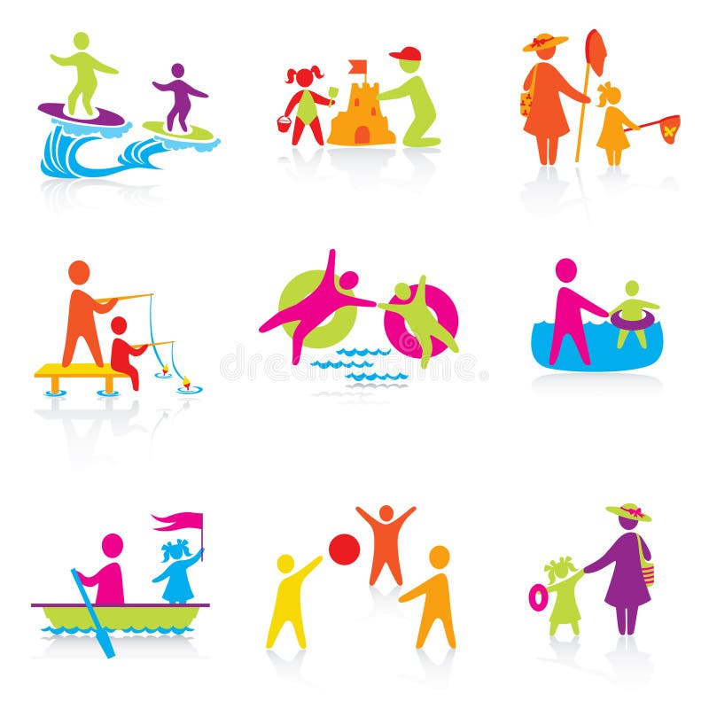 Download Set Av Symboler - Sommartid Vektor Illustrationer - Illustration av mänskligt, folk: 27282112