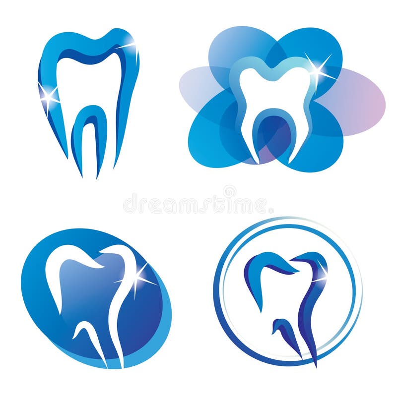 Set av tand stylized vektorsymboler stock illustrationer Set av tand stylized vektorsymboler stock illustrationer