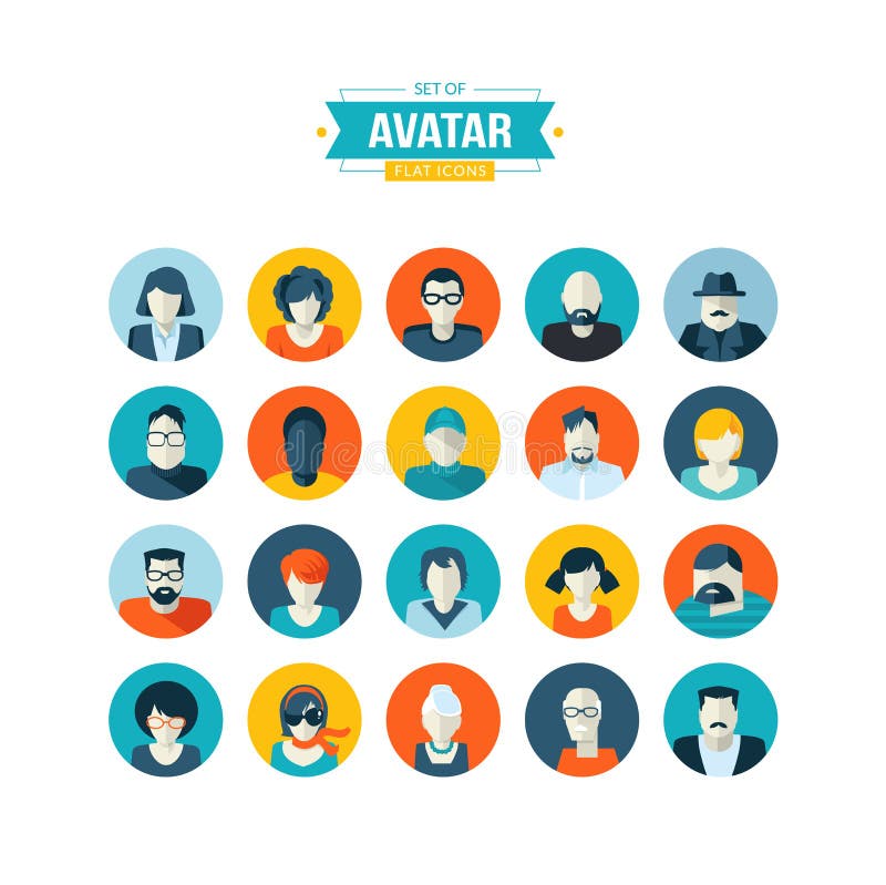 Set of avatar flat design icons vector illustration Set of avatar flat design icons vector illustration