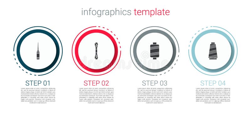 Set Awl tool, Yarn, Sewing thread and. Business infographic template. Vector royalty free illustration