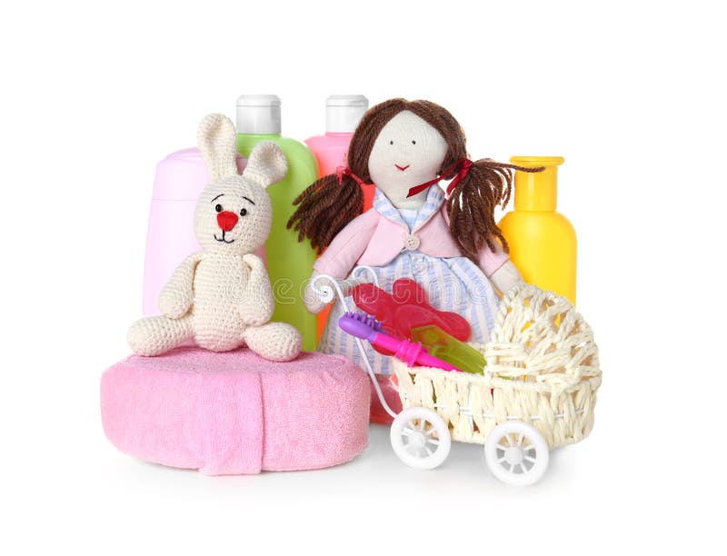 Set of Baby Accessories on Background Stock Image Image of child