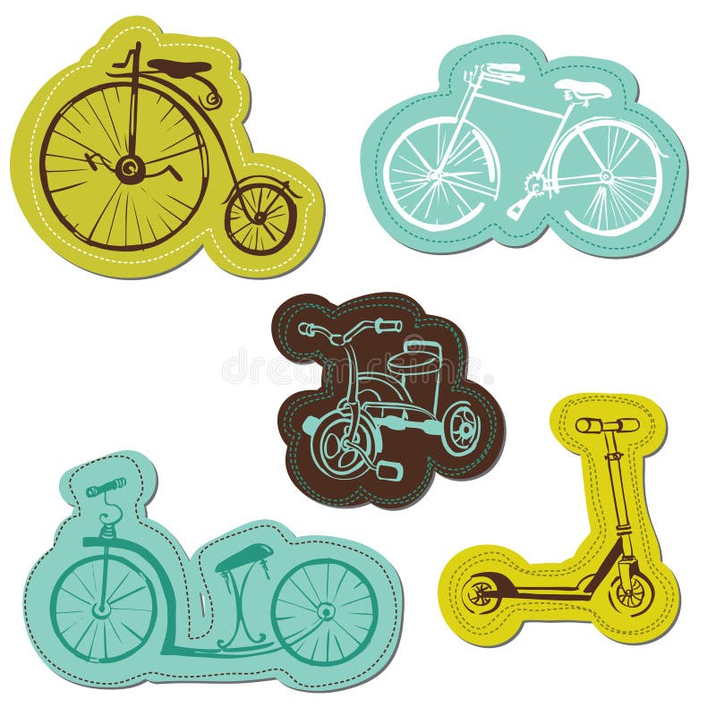 Set of Baby Bike Stickers stock vector. Illustration of beauty 31304454