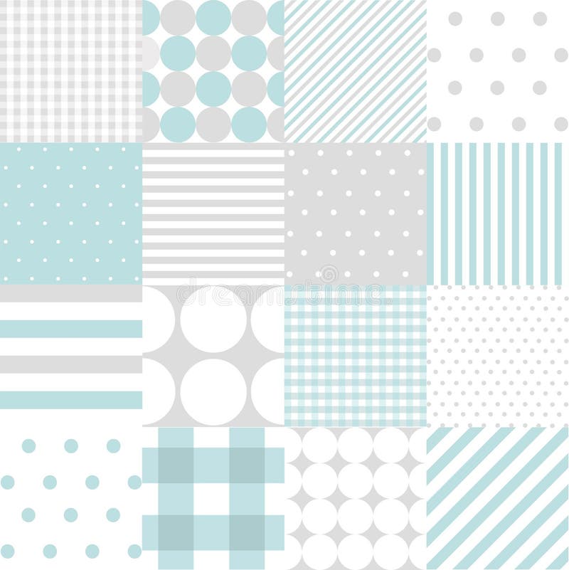 Set of baby boy seamless dots, polka patterns