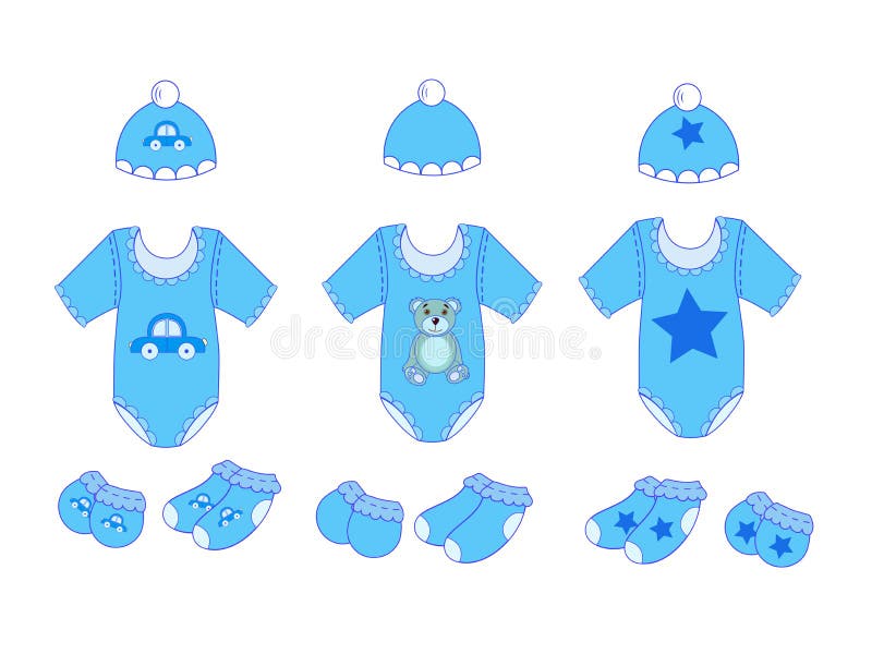 A Set of Baby Clothes for Boy in Vector Stock Vector Illustration of