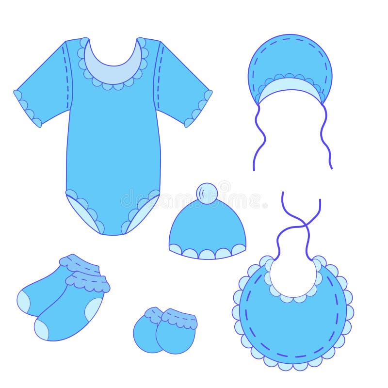 A Set of Baby Clothes for Boy in Vector Stock Vector Illustration of