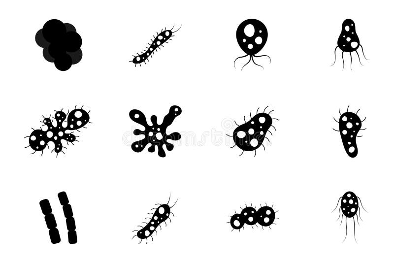 Set of Bacteria and Virus Vector Illustration. Diseasecausing