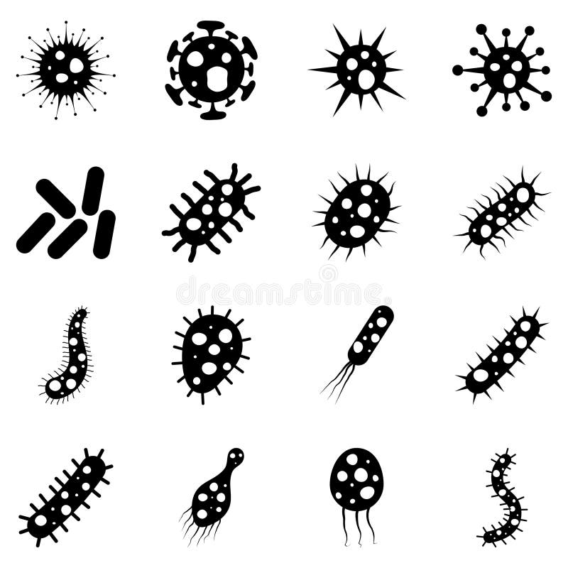 Set of Bacteria and Virus Vector Illustration. Diseasecausing