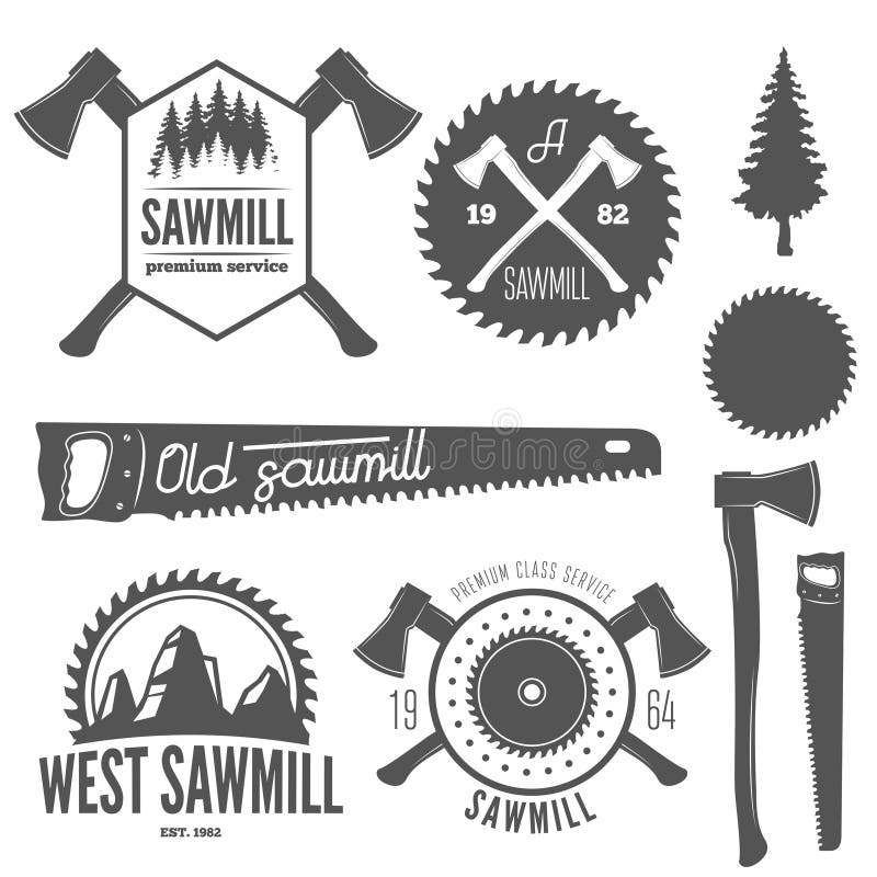 Vector Set of Lumberjack and Woodsman Vector Labels in Vintage Style ...