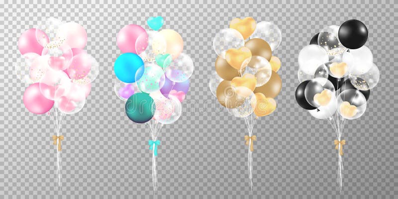 Set of balloons on transparent background.