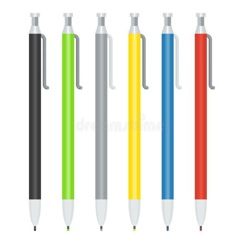 Set of ballpoint pens stock vector. Illustration of paper 84033248