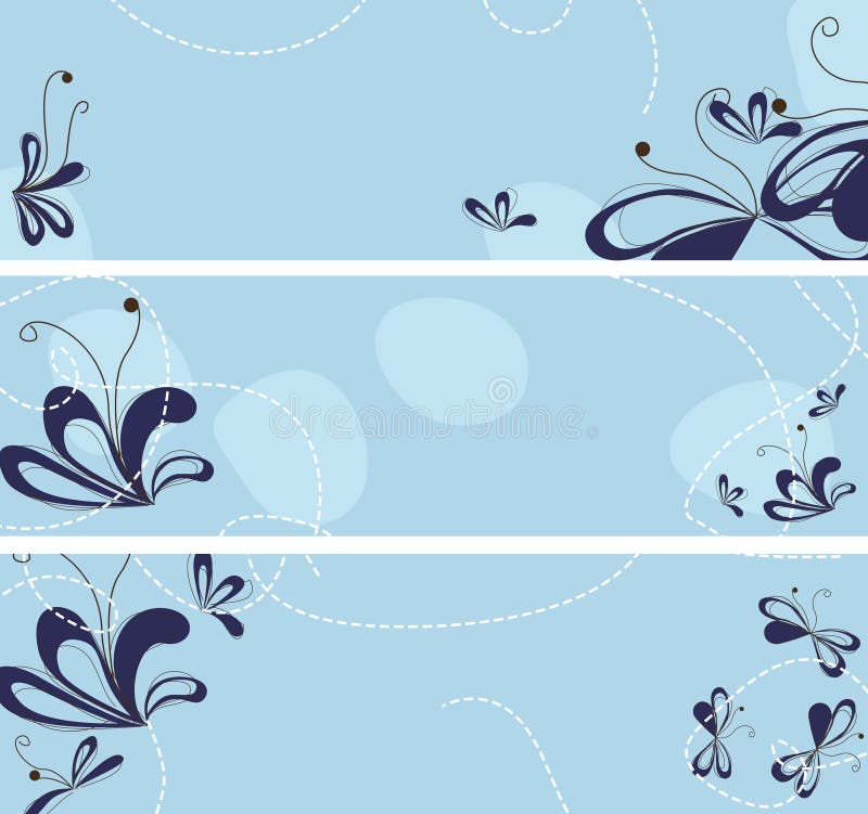 Set of banners with abstract flowers