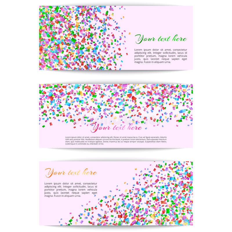 Set Of Banners With Confetti Stock Vector - Illustration of accidental