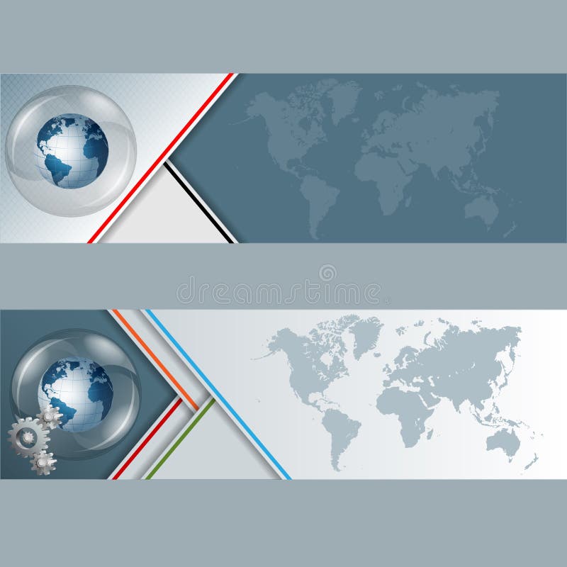Set of banners with earth globe in glass button/sphere vector illustration Set of banners with earth globe in glass button/sphere vector illustration