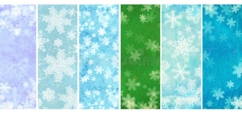 Set of banners with grunge Christmas backgrounds with snowflakes