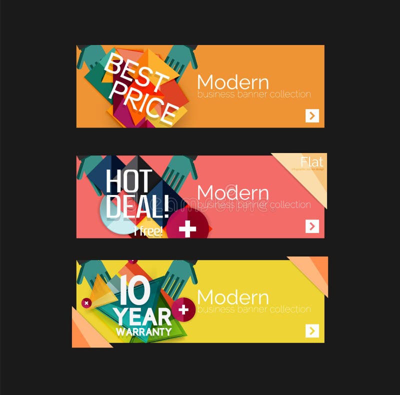 Set of Banners with Stickers, Labels and Elements Stock Vector