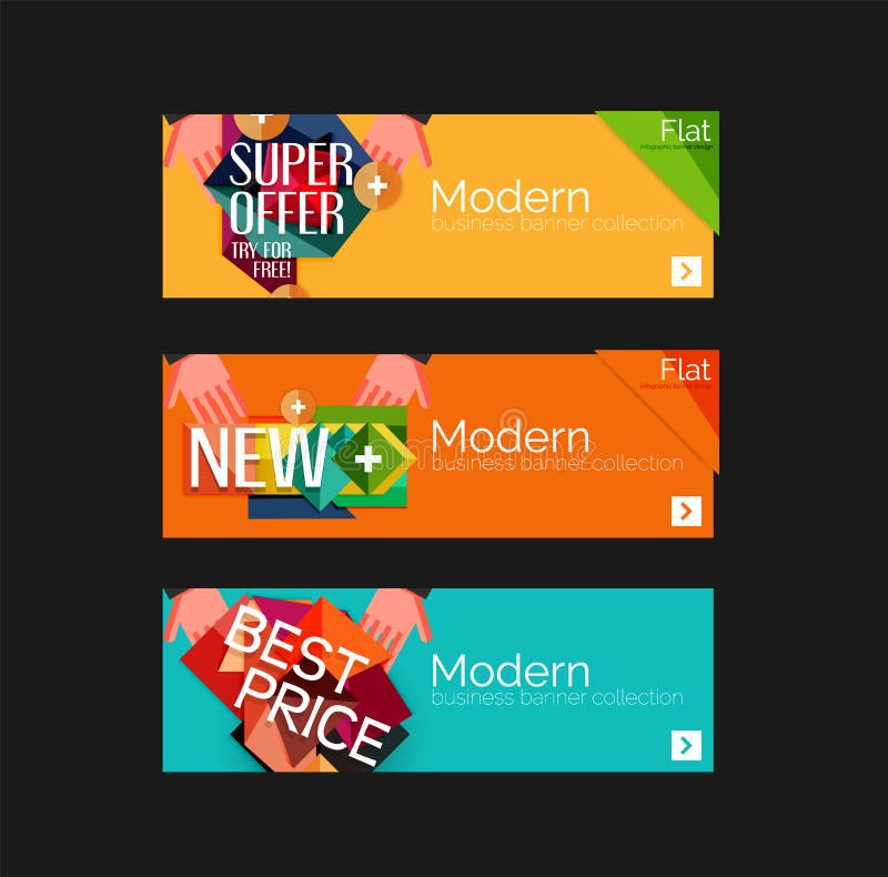 Set of Banners with Stickers, Labels and Elements Stock Vector