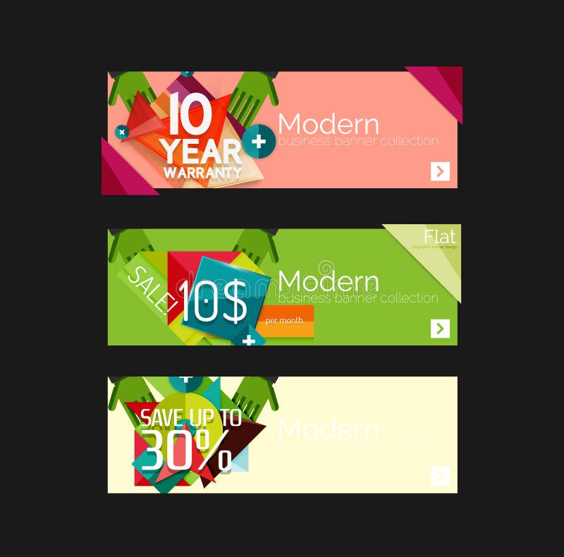 Set of Banners with Stickers, Labels and Elements Stock Vector