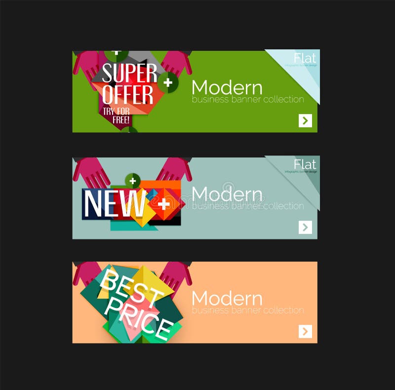 Set of Banners with Stickers, Labels and Elements Stock Vector