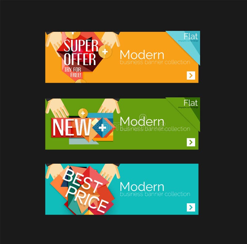 Set of Banners with Stickers, Labels and Elements Stock Vector