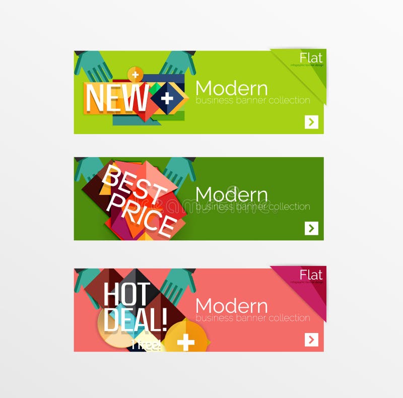 Set of Banners with Stickers, Labels and Elements Stock Vector