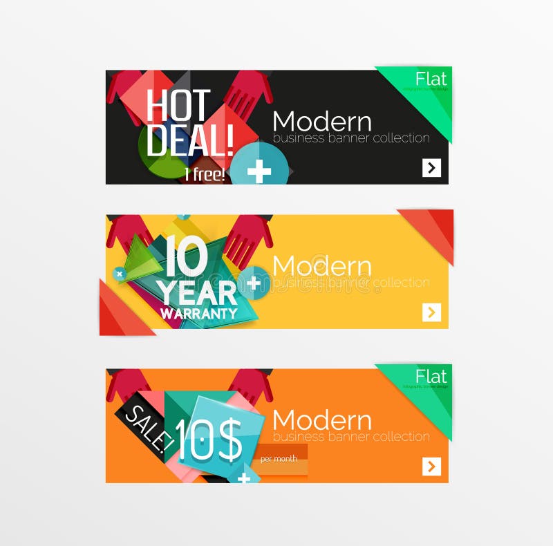 Set of Banners with Stickers, Labels and Elements Stock Vector