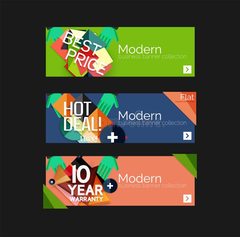 Set of Banners with Stickers, Labels and Elements Stock Vector