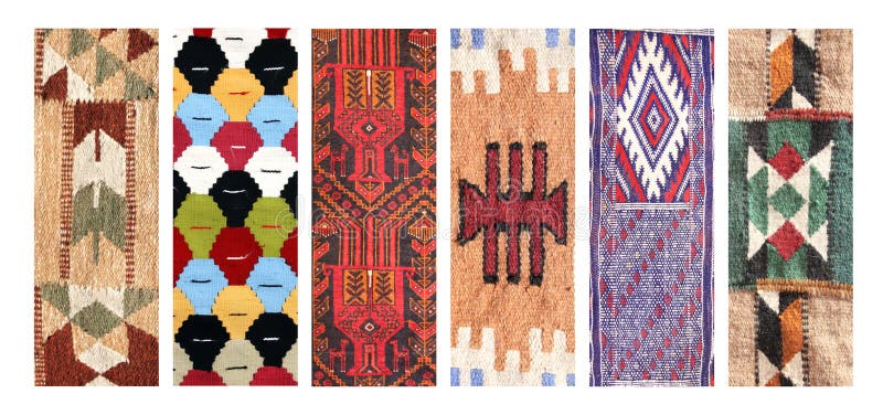 Set of vertical or horizontal banners with textures of berber traditional wool carpet with geometric pattern, Morocco, Africa. Motley carpets stock images, royalty-free photos and pictures