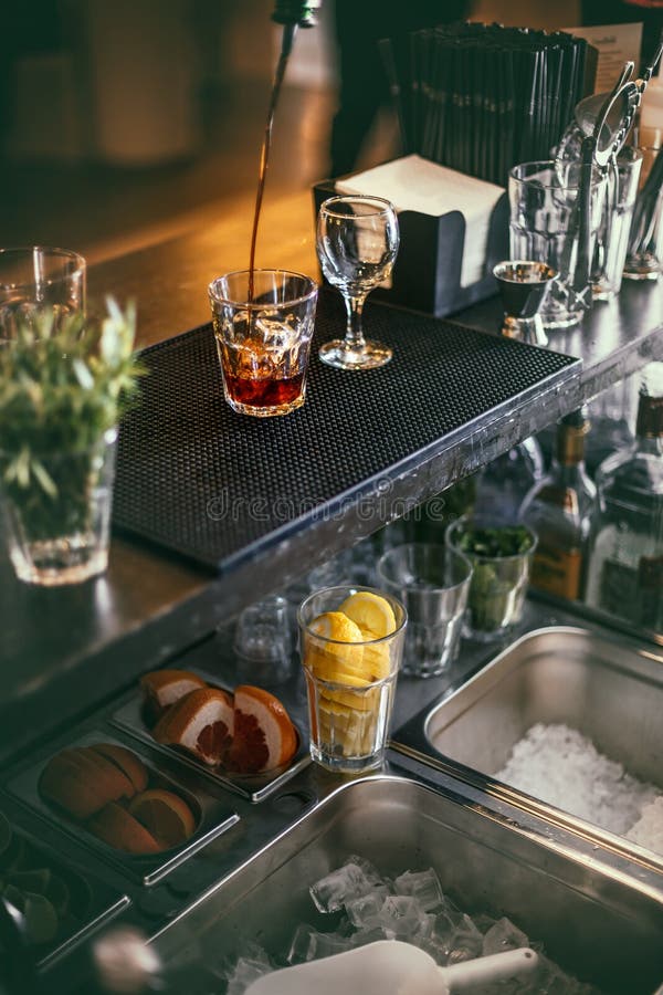 Set Of Bar Accessories And Ingredients For Making A Cocktails On