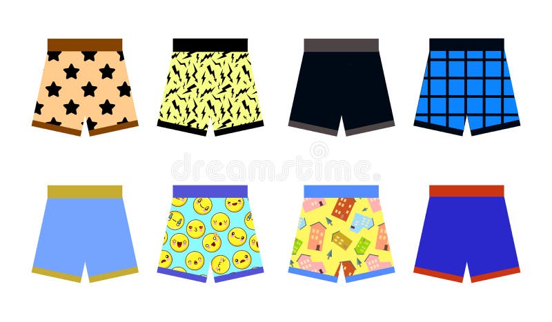 Set barwioni majtki zwiera z patternon bielu tłem Bielizna dla mężczyzna Płaski projekta wektor ilustracji Set barwioni majtki zwiera z patternon bielu tłem Bielizna dla mężczyzna Płaski projekta wektor ilustracji