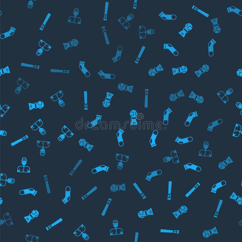 Set Baseball Bat, Sock, Award Cup with Baseball and Player on Seamless