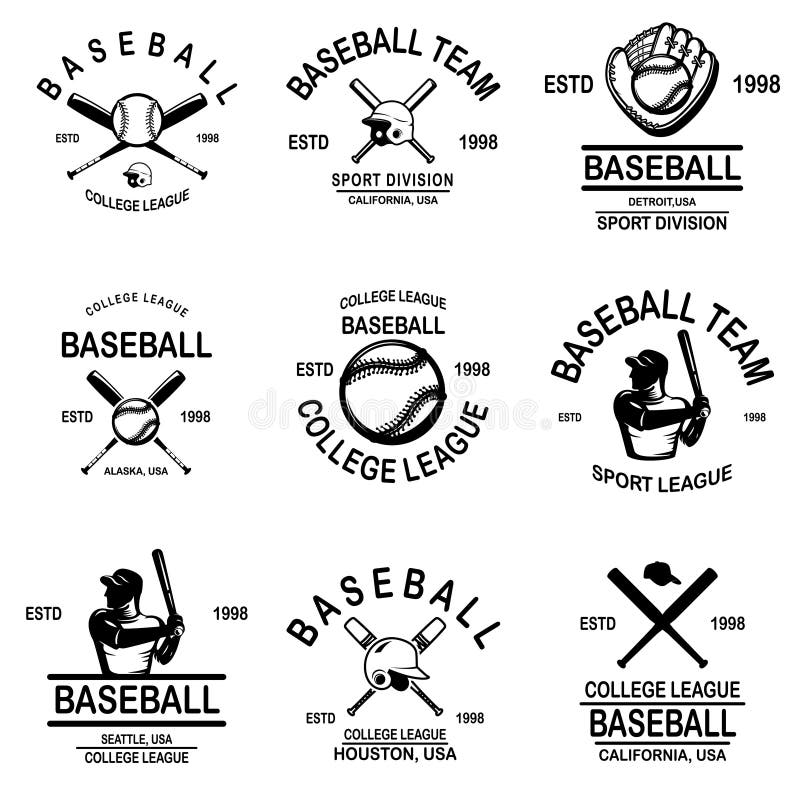 Set Of Baseball Emblems. Design Element For Logo, Label, Sign, Poster