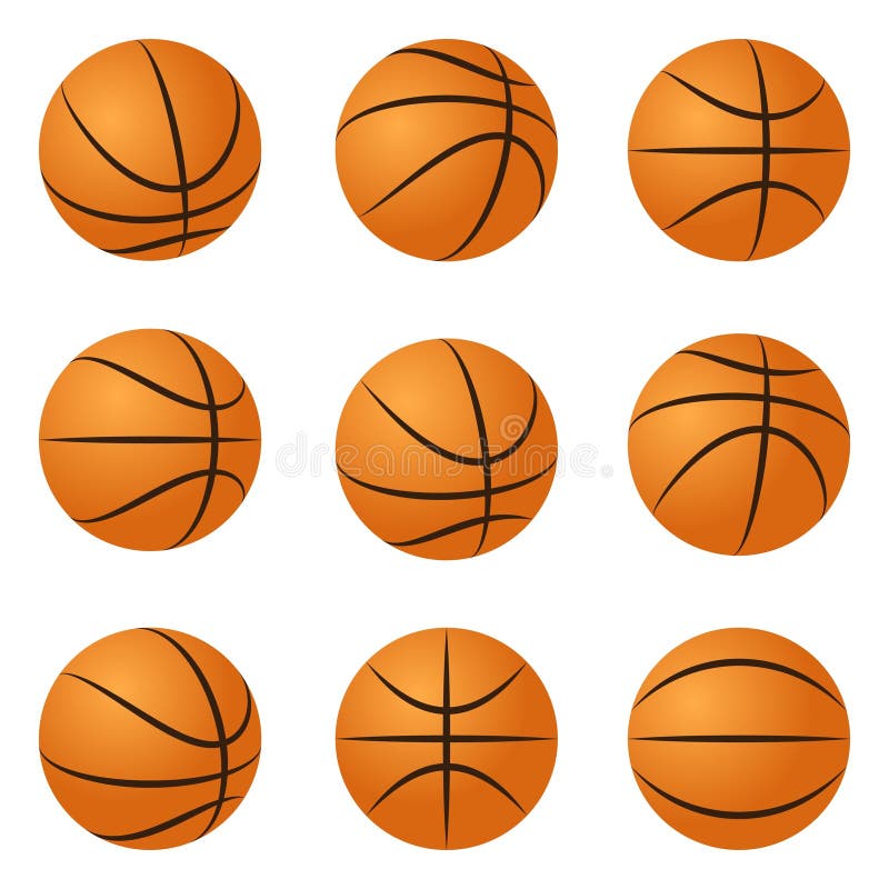 Set of basketball balls 3d view vector realistic royalty free illustration
