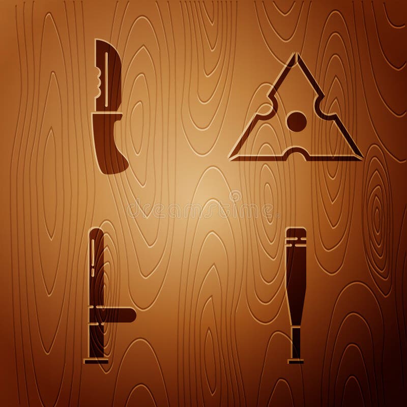 Set bat de baseball bat de cuțit militar de poliție baston de cauciuc și ninja japoneză shuriken pe fundal de lemn. vector vector illustration
