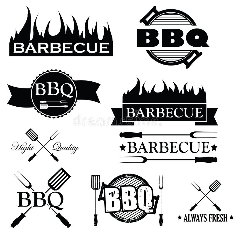 Set of bbq icons isolated on white