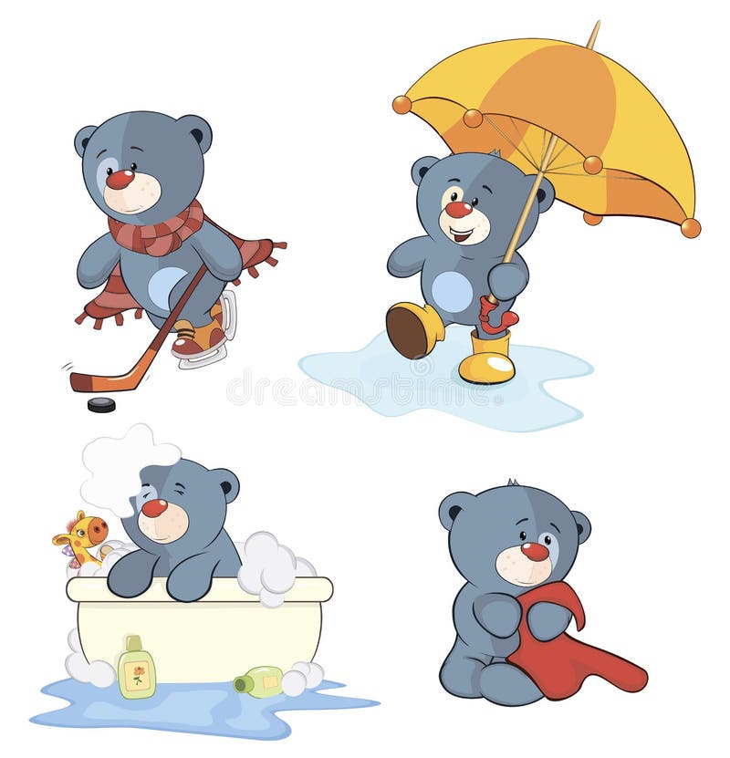 Bear Cub and Soap Bubbles Cartoon Stock Vector Illustration of hill
