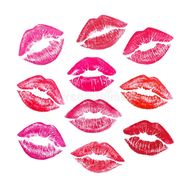 Set of beautiful red lips stock illustration. Illustration of beauty ...