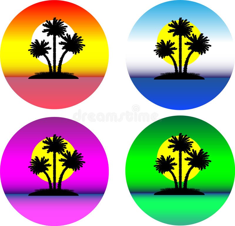 Set of the beautiful tropical islands vector illustration