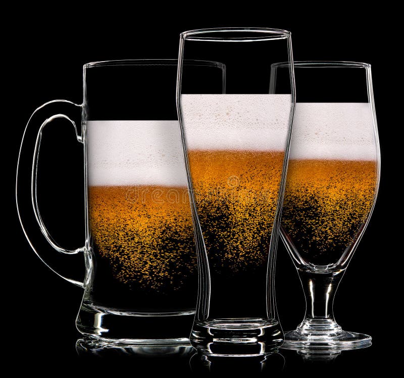 Set of Beer Glasses on Black Background Stock Image Image of cocktail