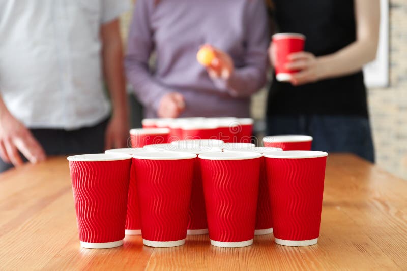 Set for Beer Pong Game on Table Stock Image Image of challenge, cold