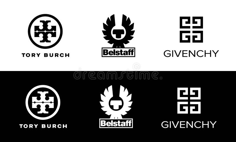Set of Belstaff, Givenchy, Tory Burch. Logo Popular Clothing Brand ...