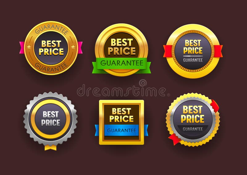 Set of Best Price Guarantee Icons, Isolated Round and Square Labels ...