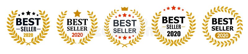 Best seller icon design with laurel, best seller badge logo