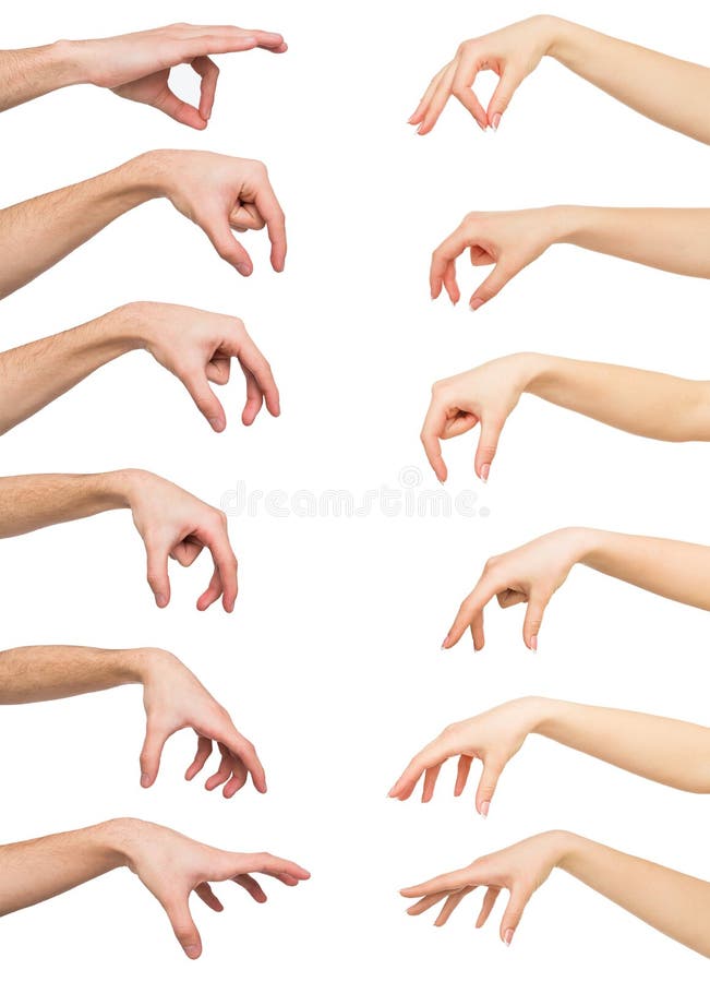 Set białego człowieka i kobiety ręki Ręka podnosi up coś