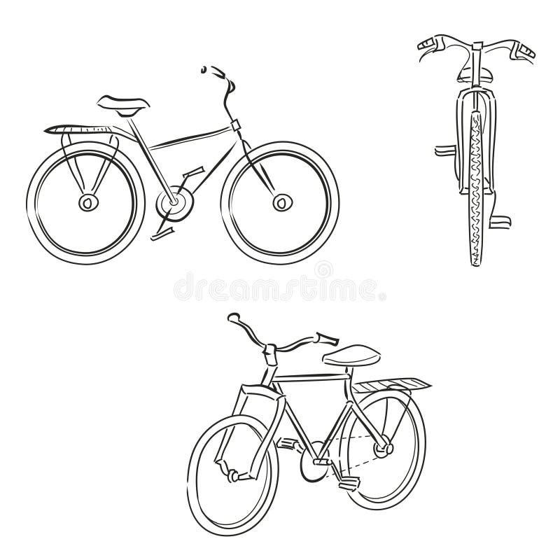 Set Of Bicycle Drawing By Lines Stock Vector Image 46876682
