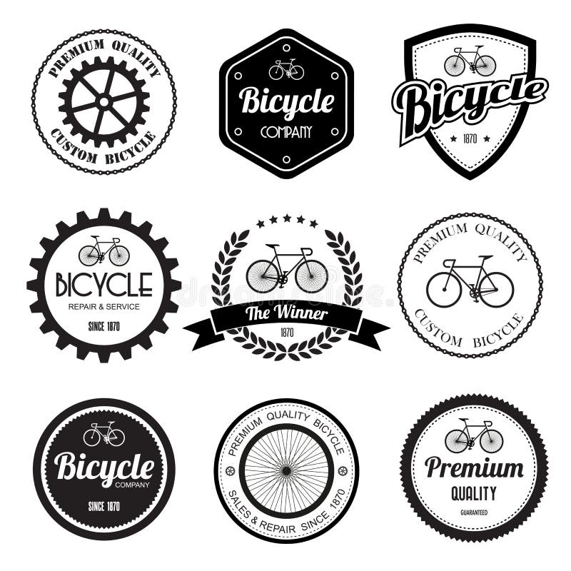 Set of bicycle retro vintage badges and labels.