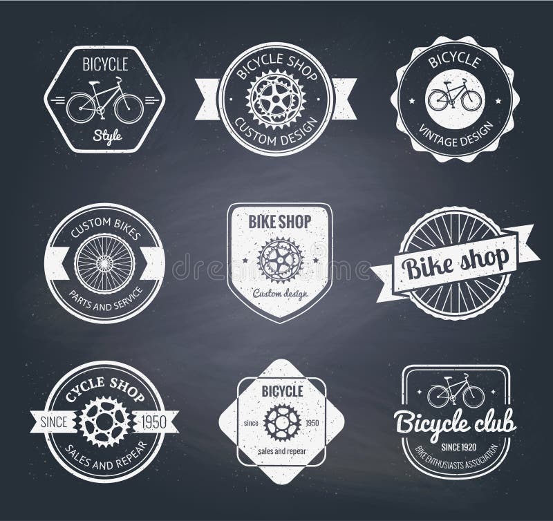 Set bicyklu sklepu logo ilustracja wektor