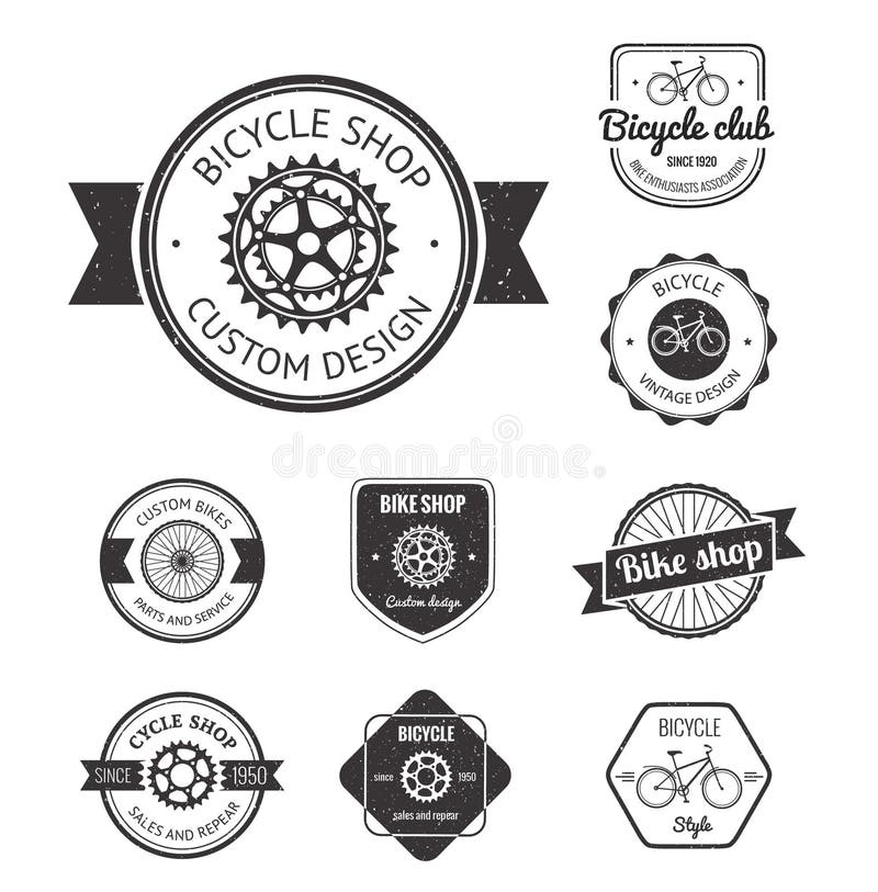 Set bicyklu sklepu logo ilustracja wektor