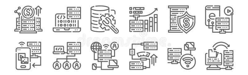 Set of 12 big data icons. outline thin line icons such as computer, velocity, user, security, repair, programs vector illustration Set of 12 big data icons. outline thin line icons such as computer, velocity, user, security, repair, programs vector illustration