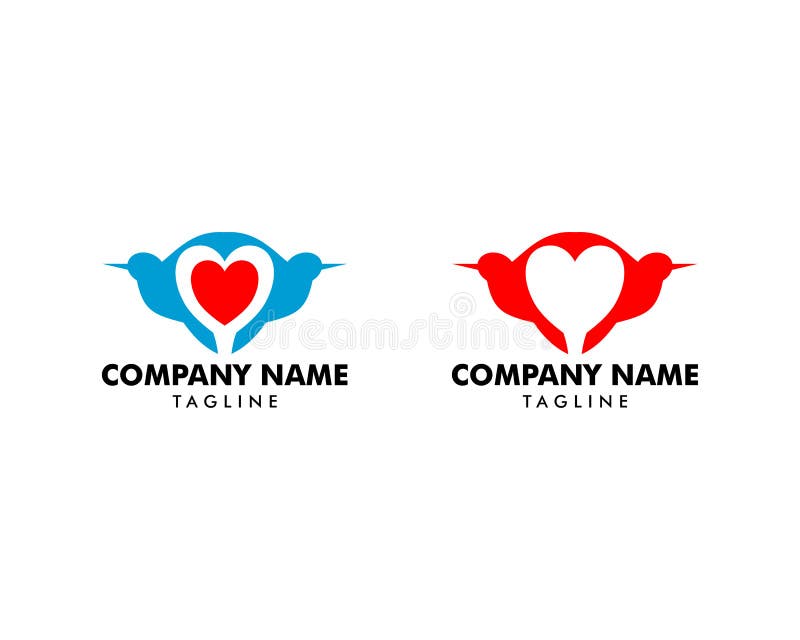 Set of Bird heart love logo design vector illustration